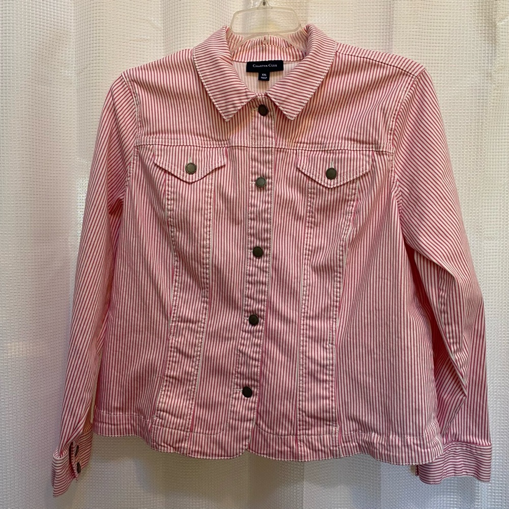 Ladies CHARTER CLUB Striped Twill Jacket XXL